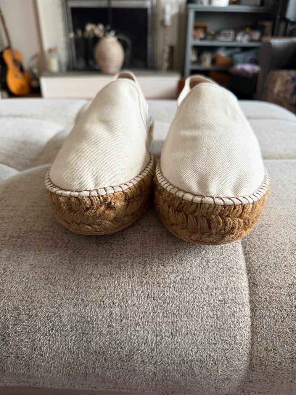 Viscata Barcelona Platform Espadrilles Beige Organic Canvas Spain Size 10/41